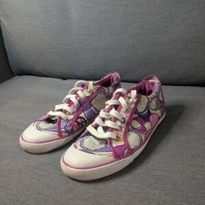 Coach Barret Poppy Sneakers Purple Multicolor Y2K Low Top Shoes Size 9B